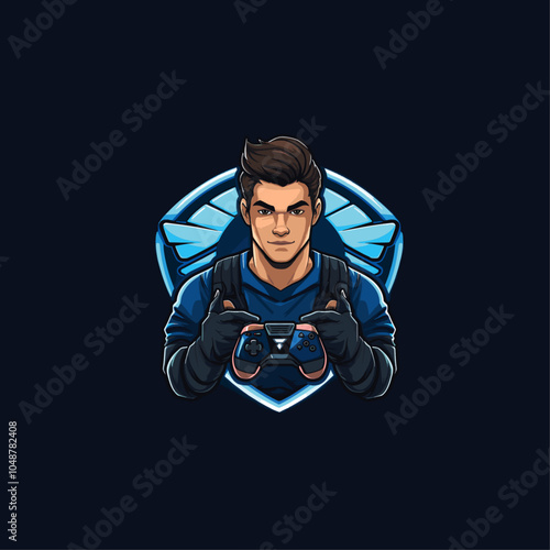 Gamer esports logo flat vector design
