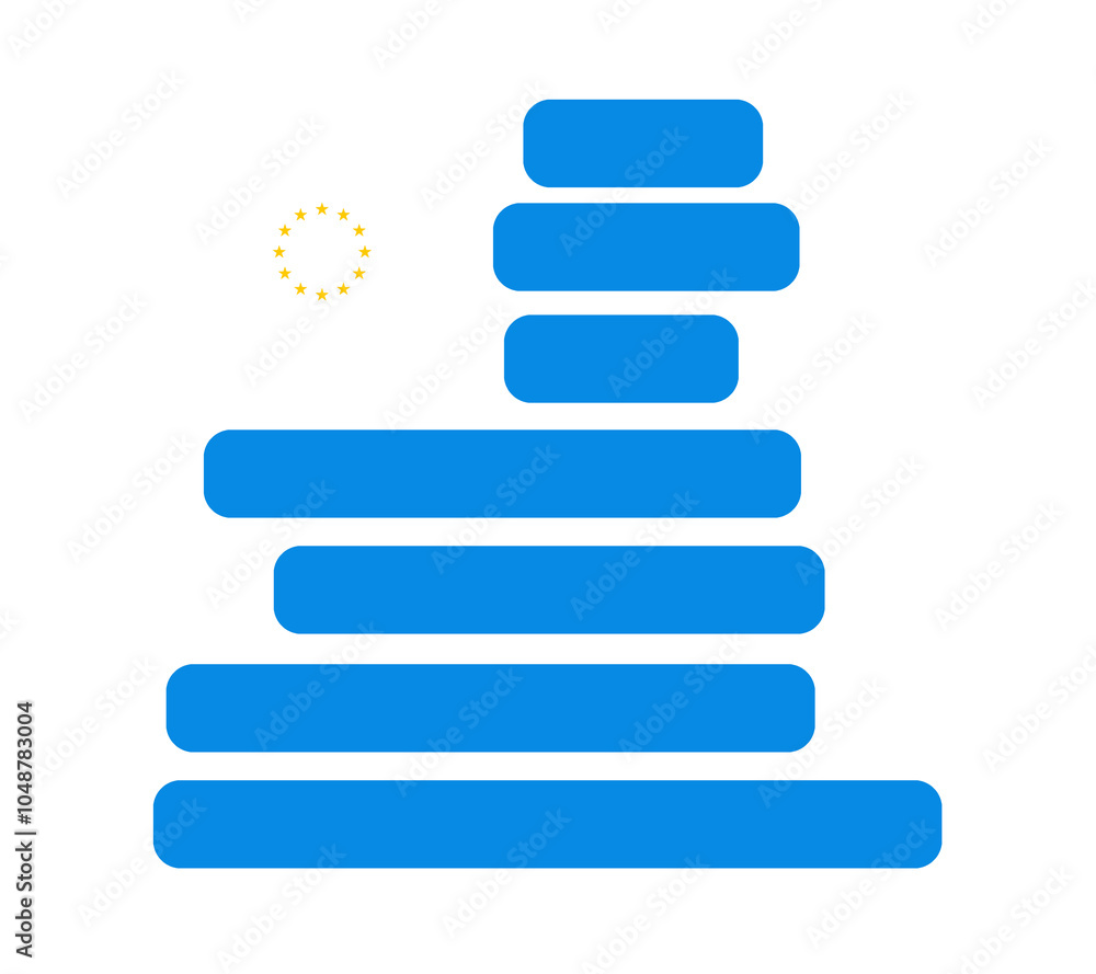 European Union shape of the map of Europe, EU, blue yellow background symbol icon European Union shape of the map of Europe, EU, blue yellow background symbol icon