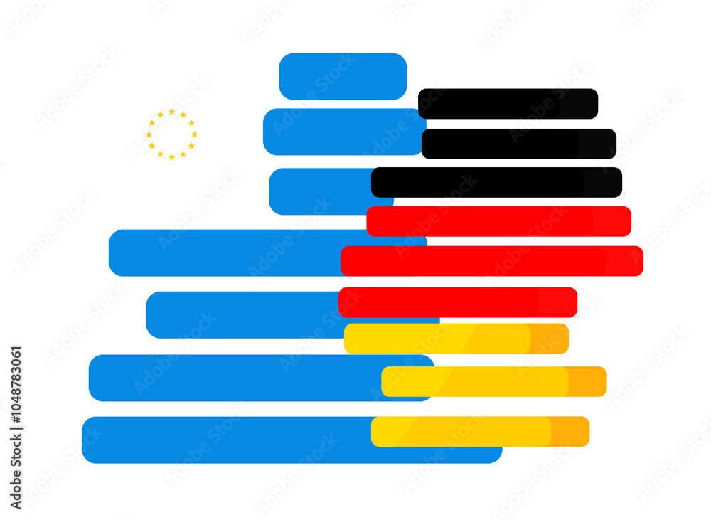 Germany german and European Union shape of the map of Europe, EU, blue yellow background symbol icon Germany german and European Union shape of the map of Europe, EU, blue yellow background symbol icon