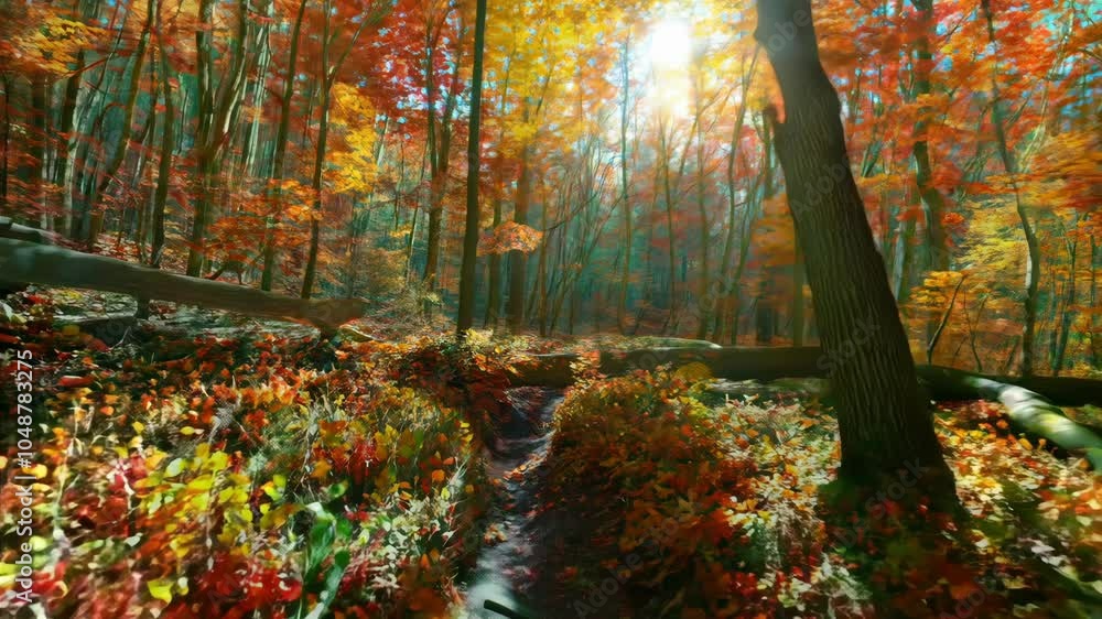 Forest Walk Transitioning Through Spring, Summer, Autumn and Winter, Showing Change of Seasons