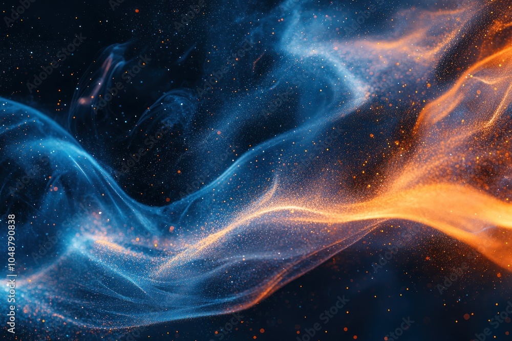Obraz premium Abstract Blue and Orange Flowing Smoke Background
