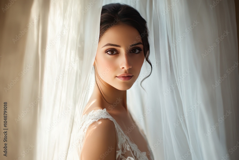 Elegant Portrait of a Bride Behind Veil Elegant Portrait of a Bride Behind Veil