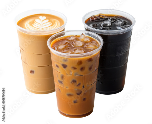 Wallpaper Mural Three iced coffee drinks, white isolate background Torontodigital.ca