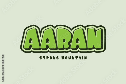 3d text effect with the word "aaran" which means strong mountain
