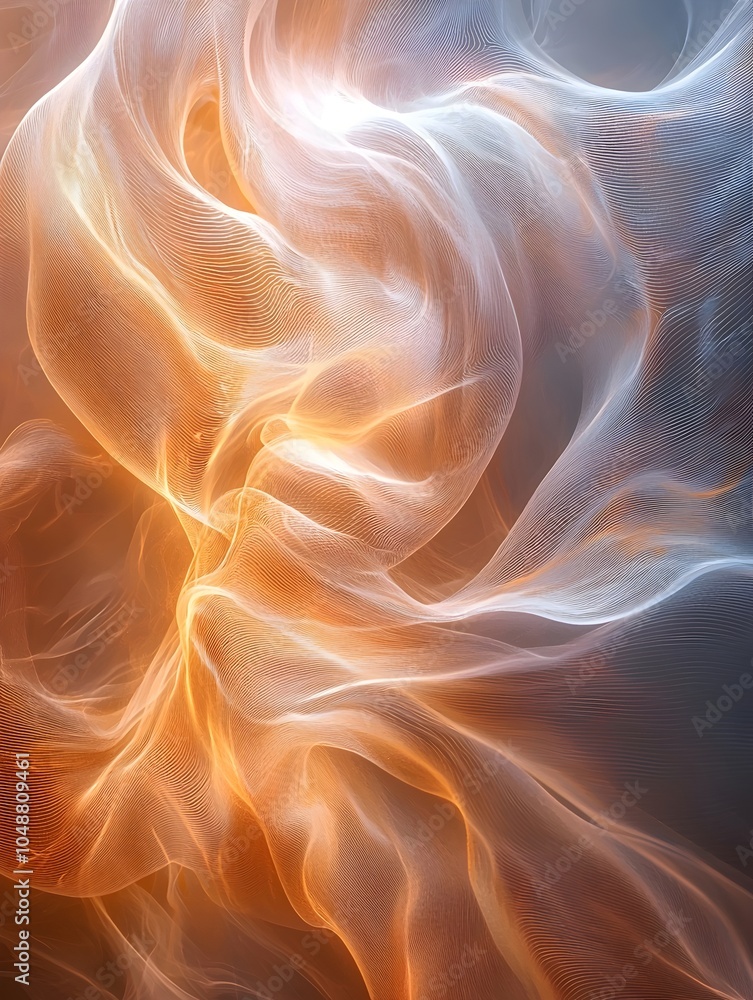 A captivating abstract composition showcasing flowing, ethereal shapes in warm orange and soft white tones, creating an enchanting and fluid visual experience. A captivating abstract composition showcasing flowing, ethereal shapes in warm orange and soft white tones, creating an enchanting and fluid visual experience.