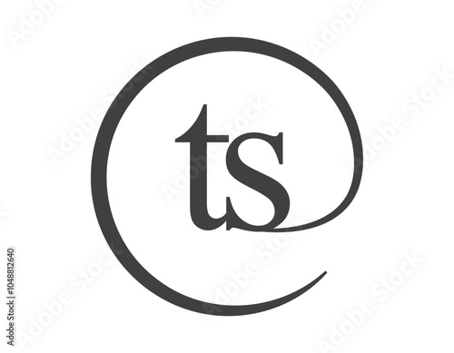 TS logo from two letter with circle shape email sign style. T and S round logotype of business company