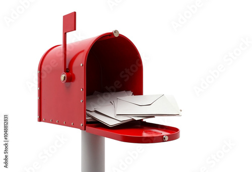 red mail box with mailbox