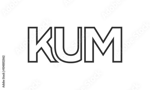 KUM logo design template with strong and modern bold text. Initial based vector logotype featuring simple and minimal typography. Trendy company identity.