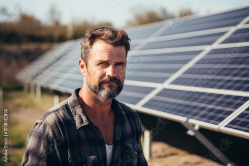 Portrait of a middle aged male engineer at solar farm