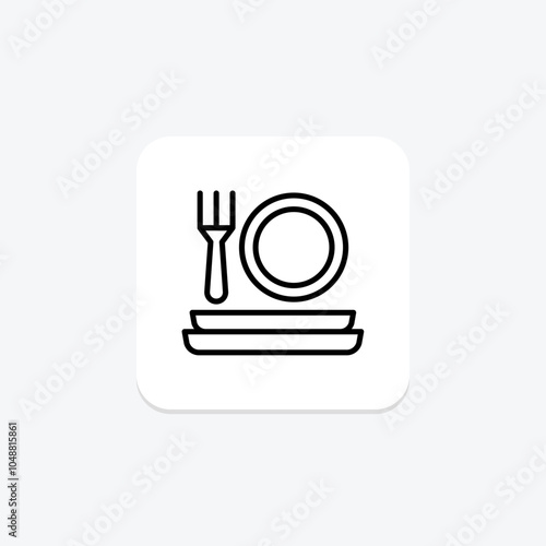 Food Plate line icon , vector, pixel perfect, illustrator file