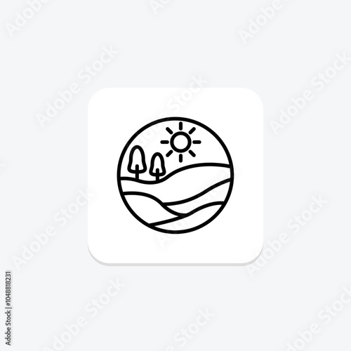 Hill Landscape icon, landscape, nature, mountain, view line icon, editable vector icon, pixel perfect, illustrator ai file