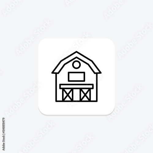 Farmhouse icon, home, rural, nature, rustic line icon, editable vector icon, pixel perfect, illustrator ai file