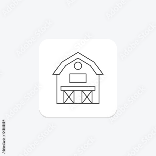 Farmhouse icon, home, rural, nature, rustic thinline icon, editable vector icon, pixel perfect, illustrator ai file