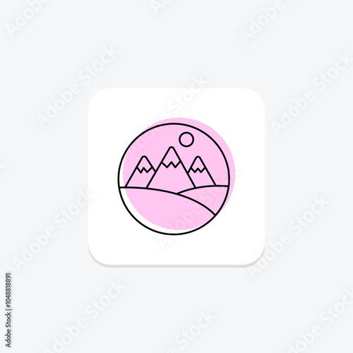 Hill Station icon, station, travel, nature, mountain color shadow thinline icon, editable vector icon, pixel perfect, illustrator ai file