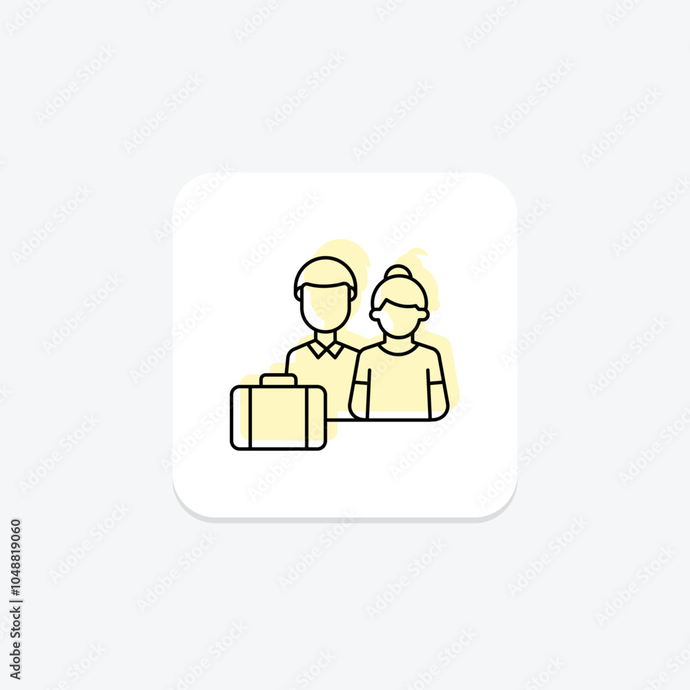 Family Vacation icon, vacation, travel, holiday, adventure color shadow thinline icon, editable vector icon, pixel perfect, illustrator ai file Family Vacation icon, vacation, travel, holiday, adventure color shadow thinline icon, editable vector icon, pixel perfect, illustrator ai file