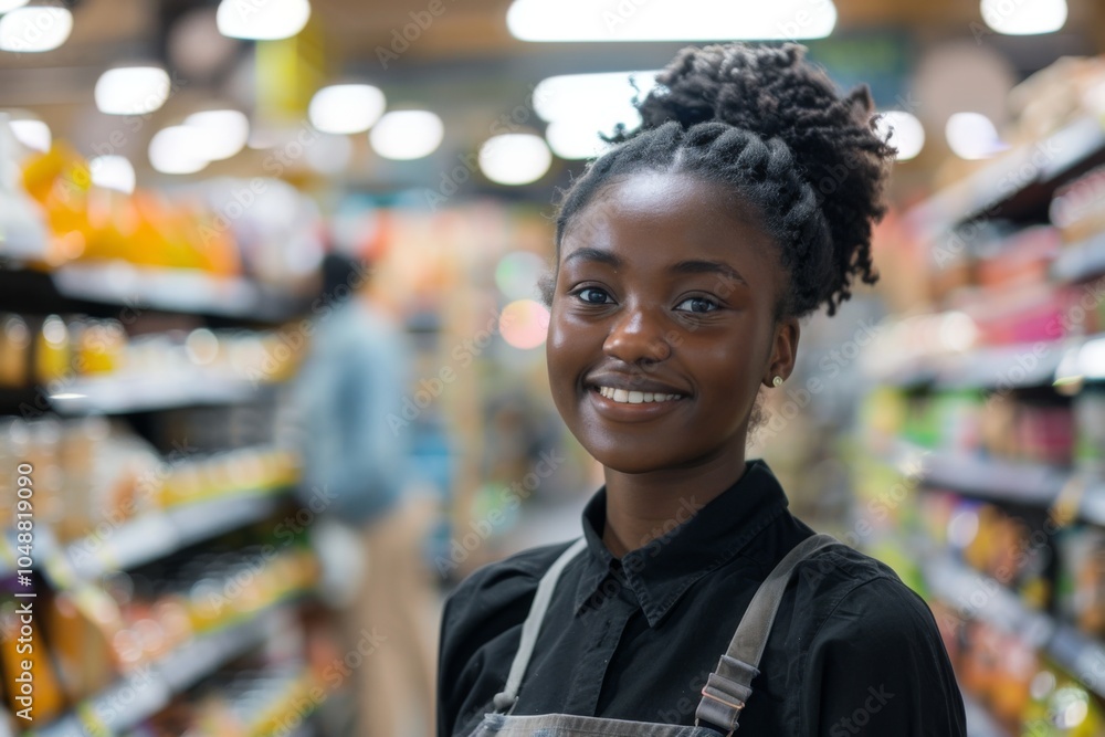 Young adult african american female retail sales associate Young adult african american female retail sales associate