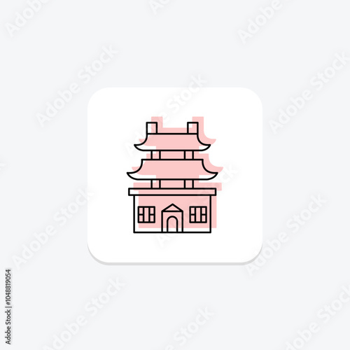 Monasteries icon, spiritual, religious, travel, nature color shadow thinline icon, editable vector icon, pixel perfect, illustrator ai file