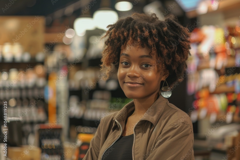 Young adult african american female retail sales associate Young adult african american female retail sales associate
