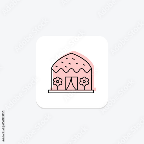 Trekker Hut icon, hut, shelter, nature, mountain color shadow thinline icon, editable vector icon, pixel perfect, illustrator ai file