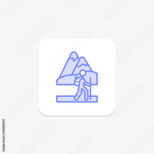 Travel Hill Station icon, hill, station, vacation, nature duotone line icon, editable vector icon, pixel perfect, illustrator ai file