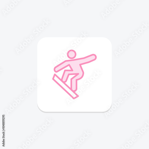 Skiing icon, sport, winter, snow, mountain duotone line icon, editable vector icon, pixel perfect, illustrator ai file