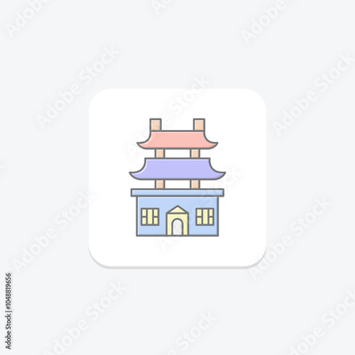 Monasteries icon, spiritual, religious, travel, nature lineal color icon, editable vector icon, pixel perfect, illustrator ai file