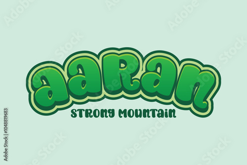 3d text effect with the word "aaran" which means strong mountain