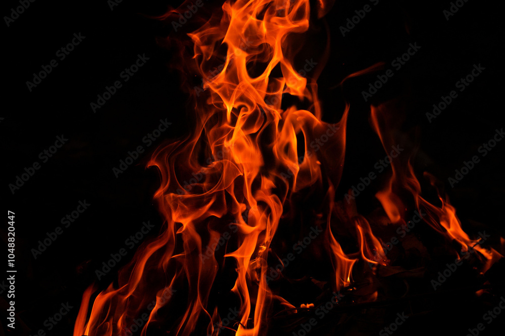 Burning flame or fire isolated on black background. Burning flame or fire isolated on black background.