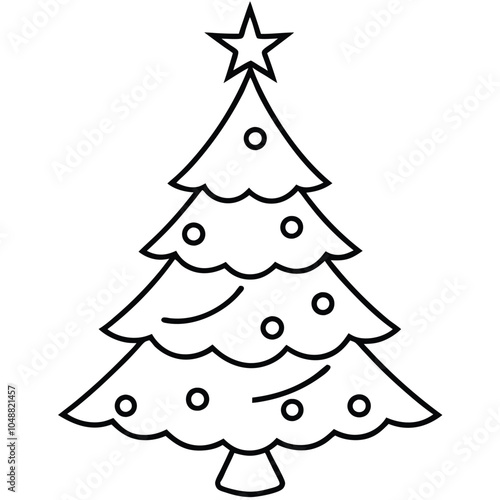 Christmas tree hand-drawn vector illustration Isolated white background.