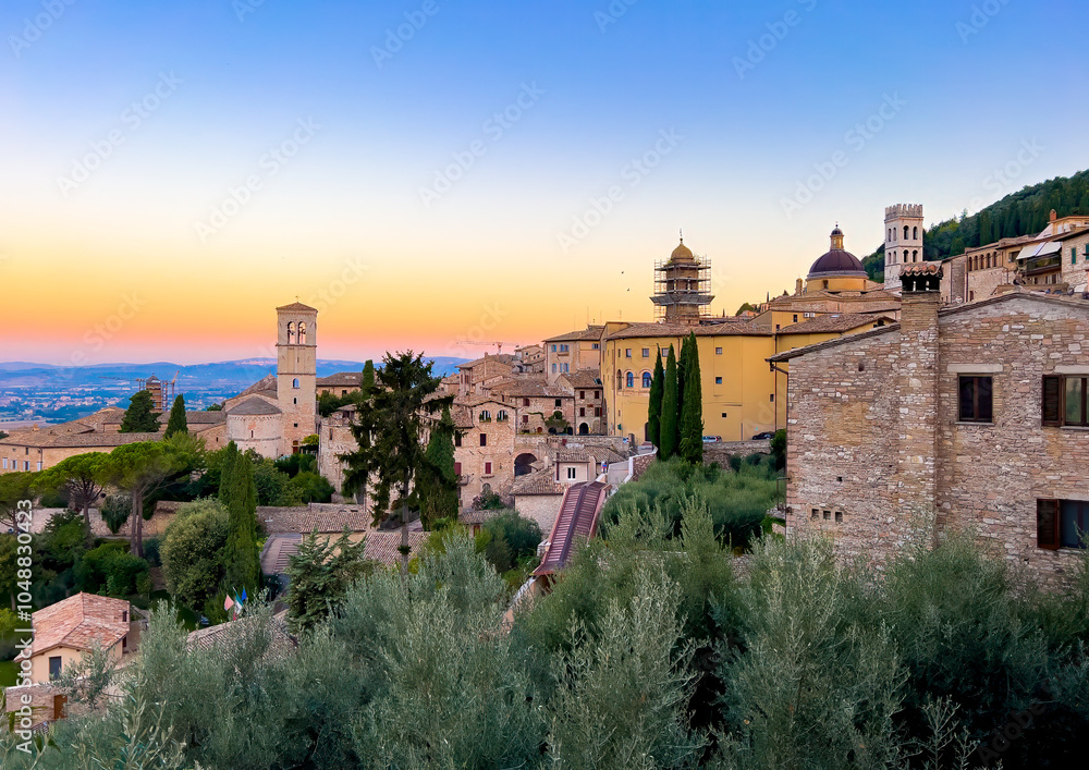 Naklejka premium A view of Assisi in the morning