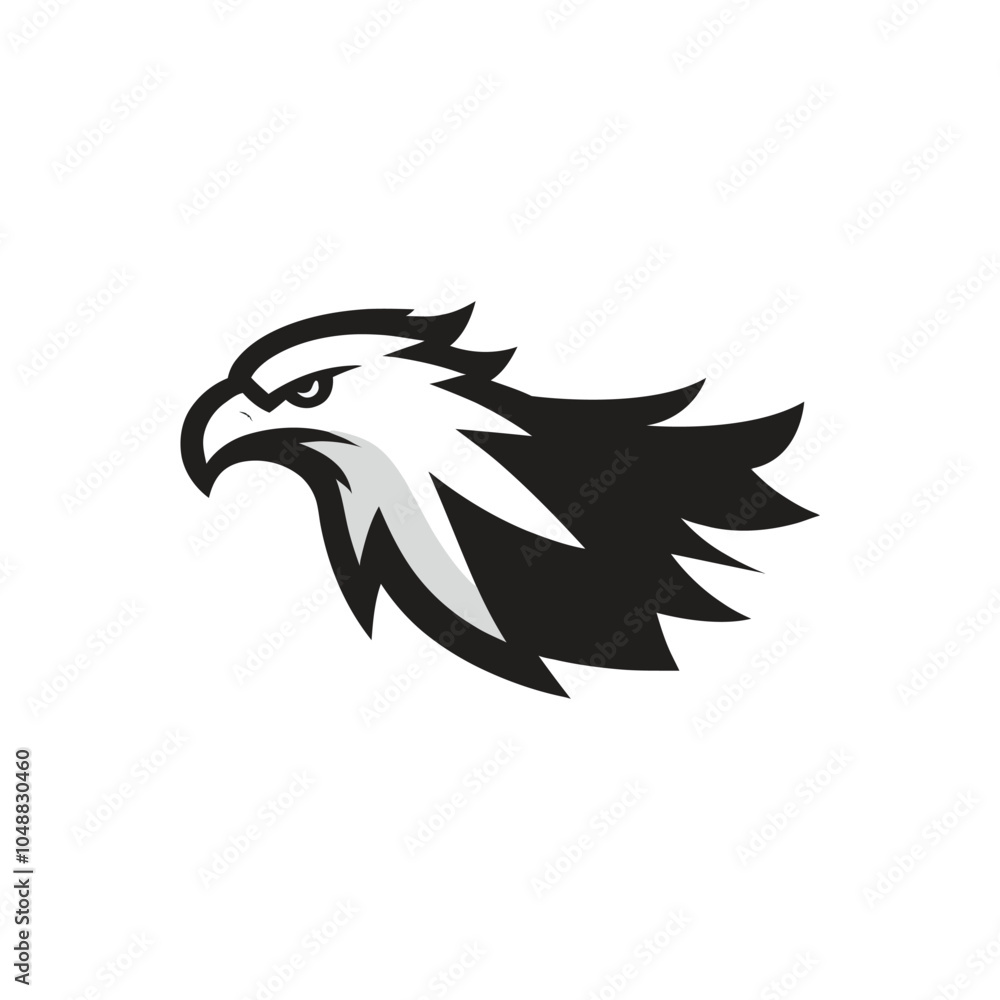 Fototapeta premium Bold Black and White Eagle Head Logo Design