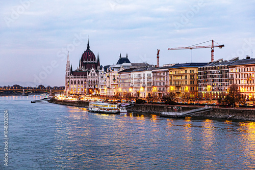 Hungarian Parliament Building: A Gothic Masterpiece on the Danube (Side View)