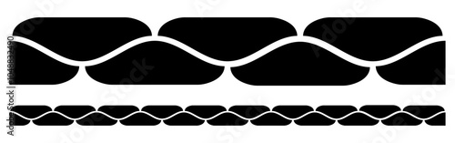 Seamless vector twisted pattern. Rope or plait designs elements. Black repetitive twisted decor. Braided frames, knit texture seamless pattern.