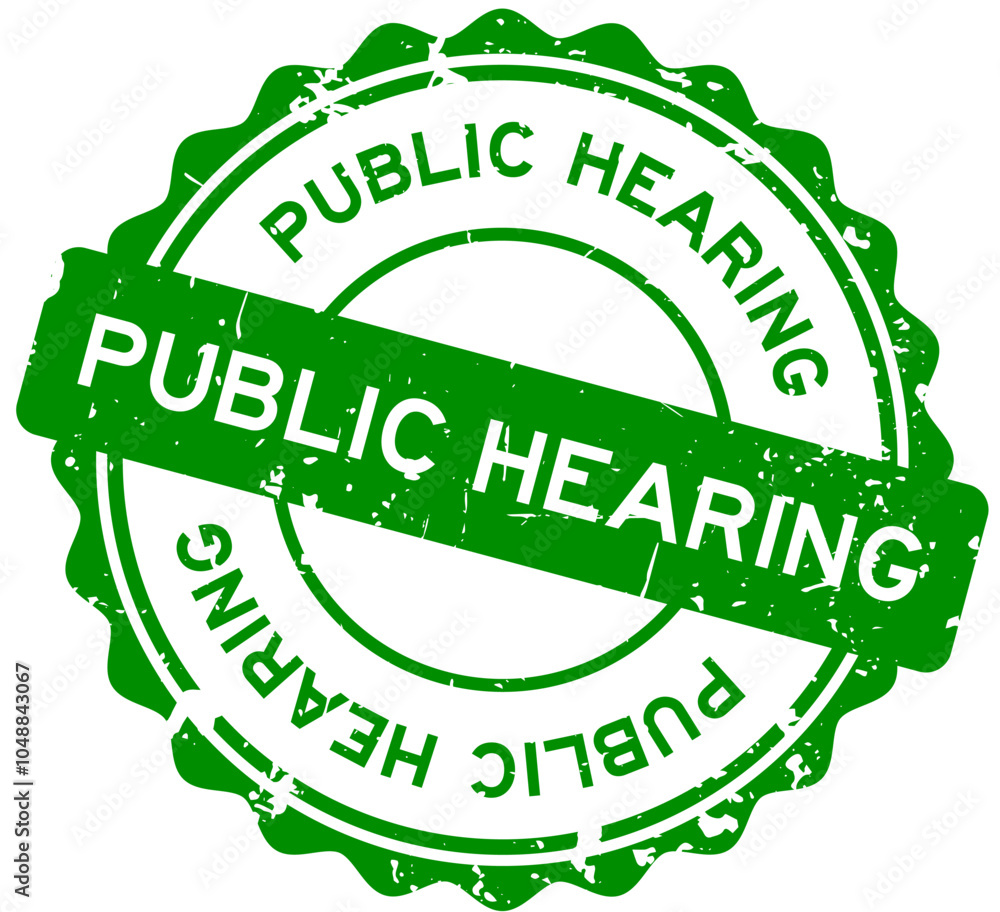 Grunge green public hearing word round rubber seal stamp on white background Grunge green public hearing word round rubber seal stamp on white background