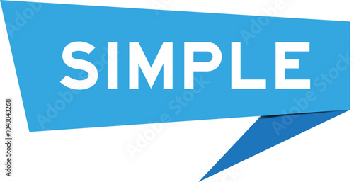Blue color speech banner with word simple on white background
