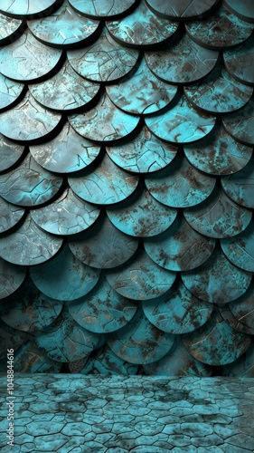 Wallpaper Mural Camera moving towards turquoise scales wall Torontodigital.ca