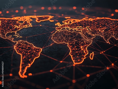 A global map with glowing lines connecting countries photo