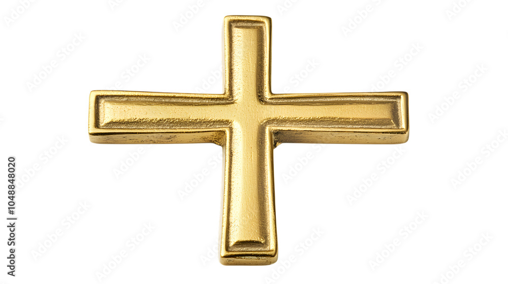 Golden cross, cut out, isolated on white background Golden cross, cut out, isolated on white background