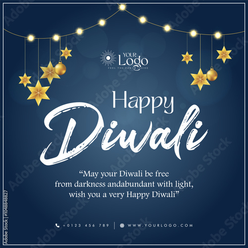 Happy Diwali post design, greetings banner design