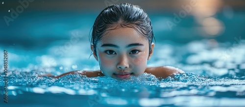 Young Asian girl practicing...
