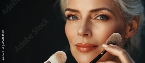 Middle aged woman applying ...