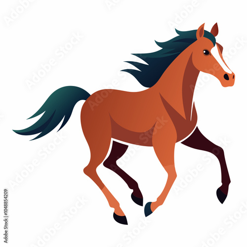 running horse isolated on white