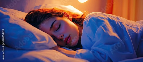 A young woman is sleeping c...