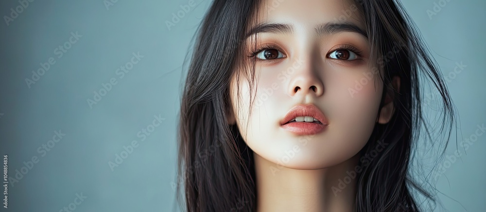 young appealing Asian woman suggest. with copy space image. Place for adding text or design young appealing Asian woman suggest. with copy space image. Place for adding text or design