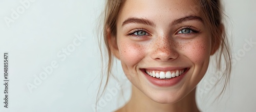Joyful young woman gazing a...