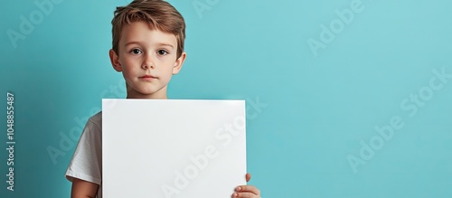 Young boy with a white blan...