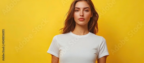 Young woman in a blank t sh...