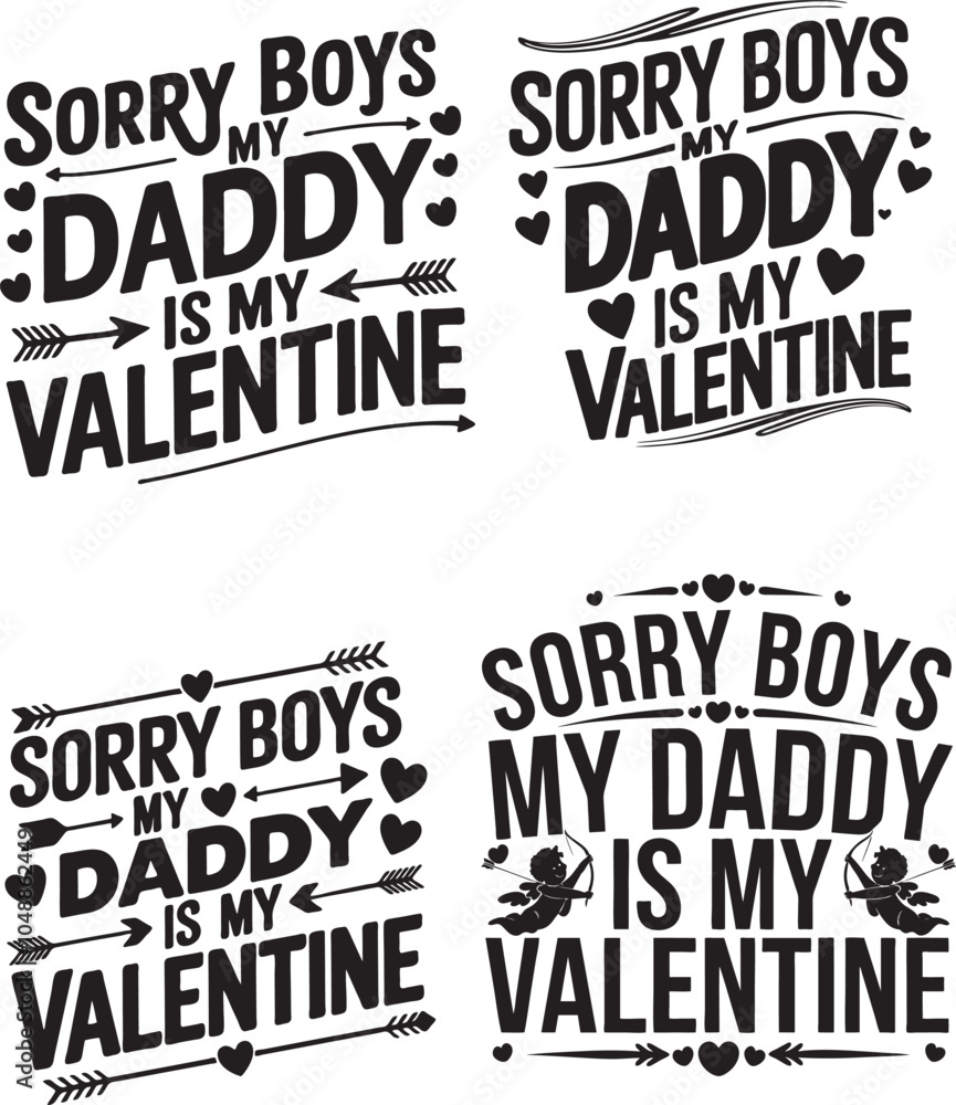 Obraz premium Valentine typography t-shirt designs bundle.