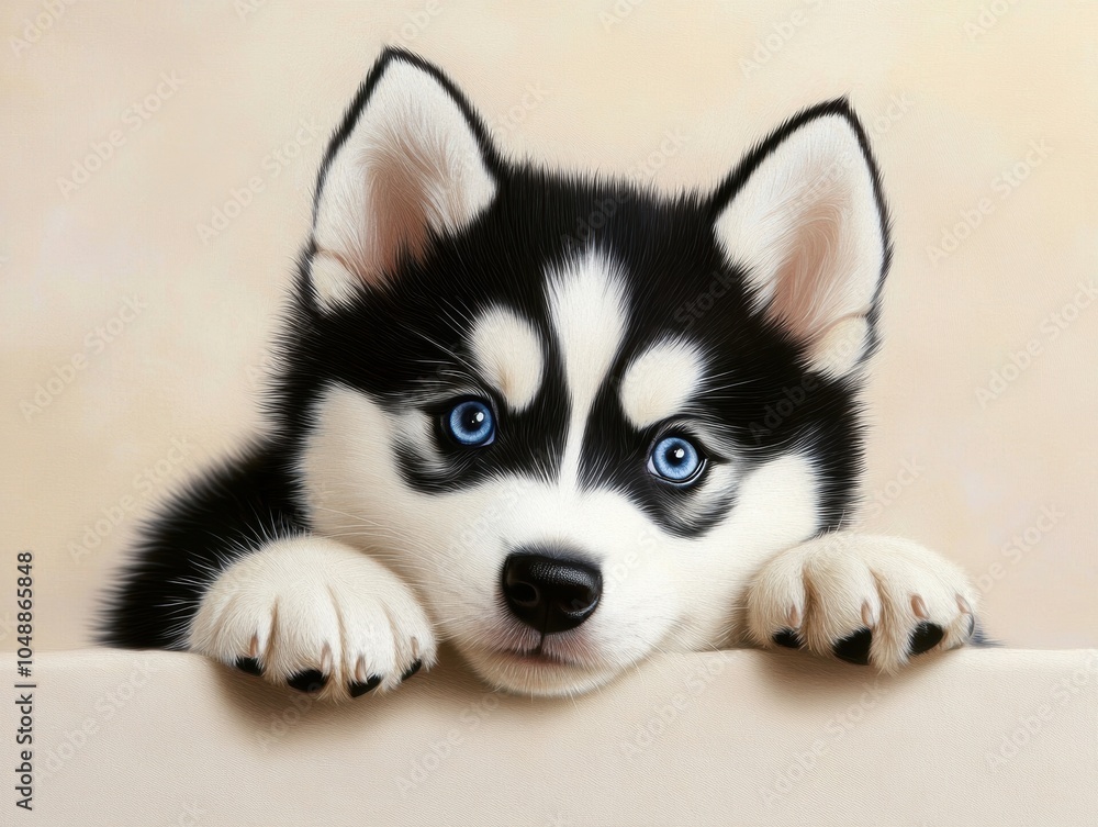 Cute Husky Puppy with Piercing Blue Eyes Cute Husky Puppy with Piercing Blue Eyes