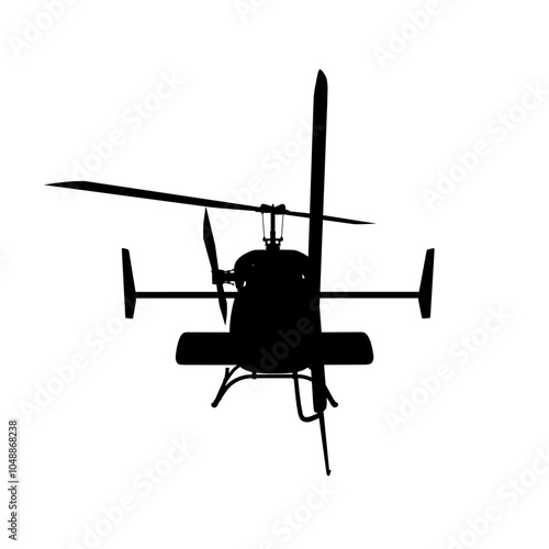 Helicopter black silhouette. Isolated copter icon vector illustration on white background